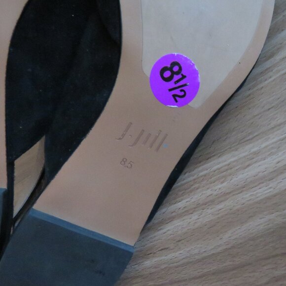J. JILL Camille Slingback Bow Flats Shoes in Black Suede Leather - Size US 8.5 - Picture 11 of 11
